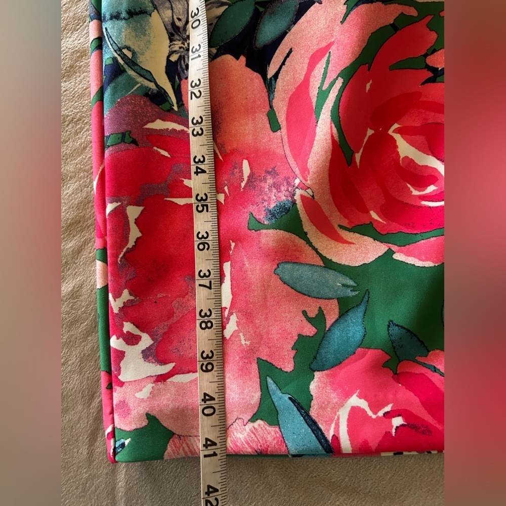 Roz & Ali Green Pink Floral Shift Dress Sleeveless Stretch Size 20 - Picture 8 of 8